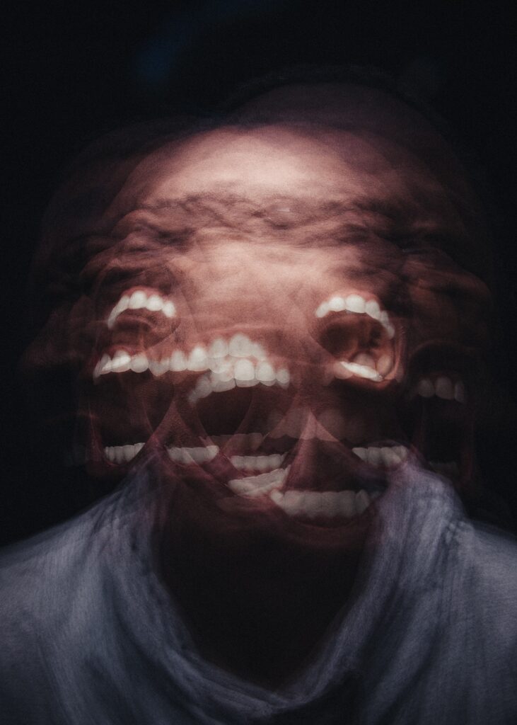 Distorted image of a person yelling